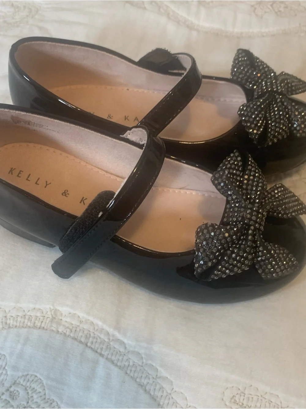 Kelly & Katie Girls' Black Patent Mary Jane Shoes with Bow size 10